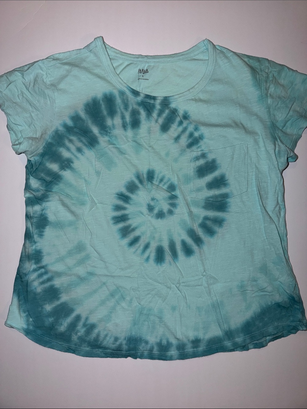 a.n.a Light Aqua Tie-Dye Spiral Pocket Tee